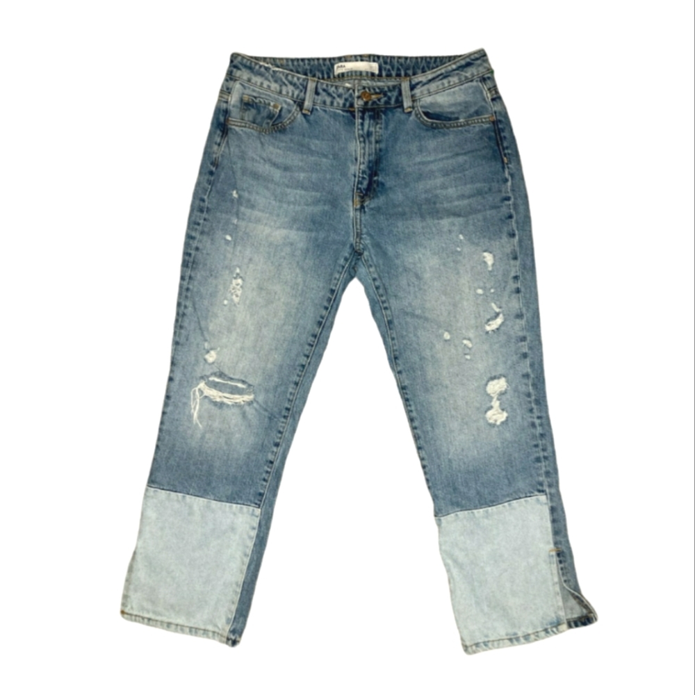 ZARA Z1975 High Rise distressed cropped Jeans Size 6